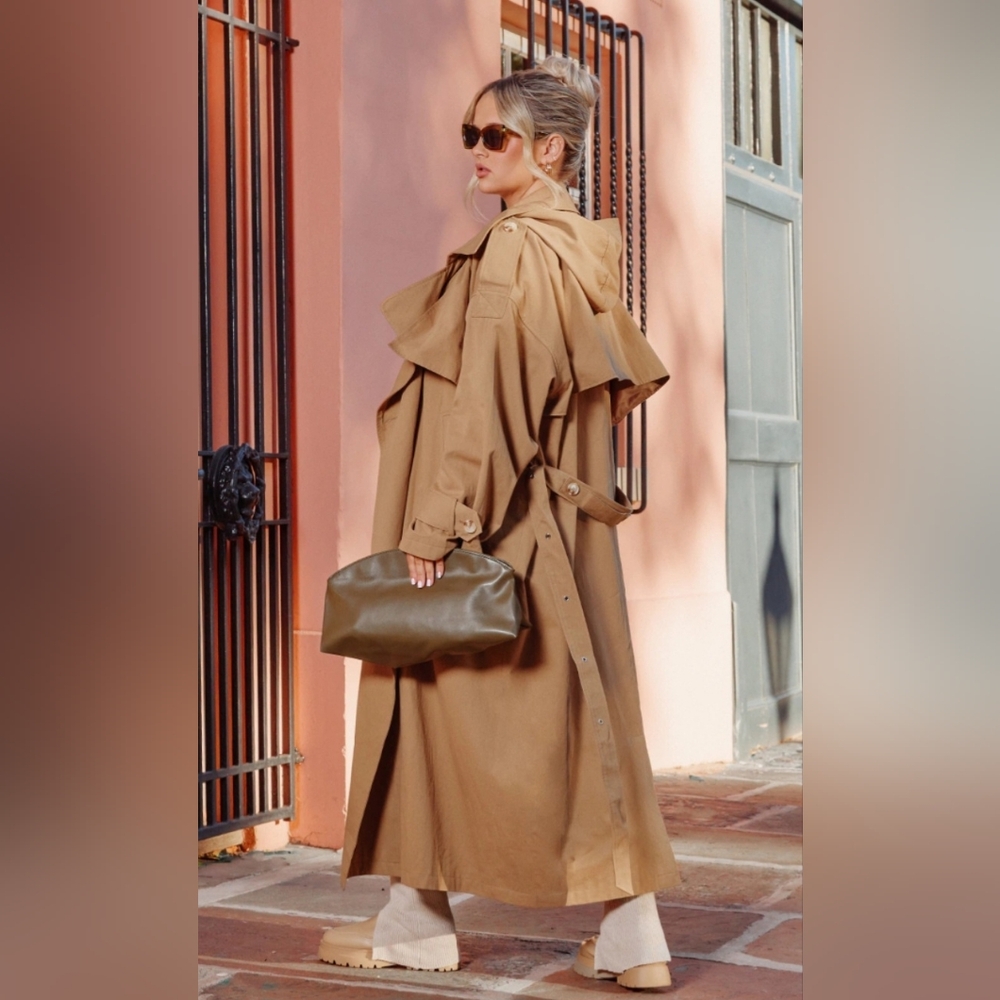 PRETTY LITTLE THING Hooded Oversized Trench Coat